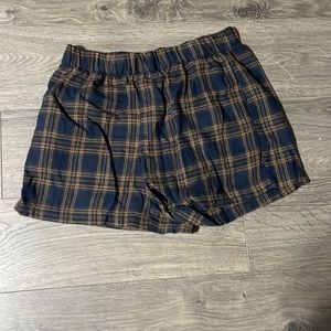 Brown and black plaid SHEIN sleep shorts